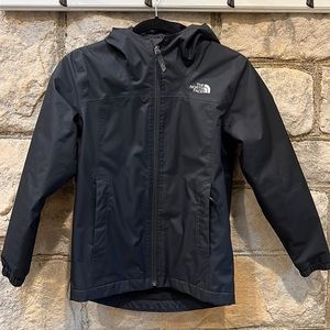 North face boys fleece lined hooded rain jacket size M 10/12